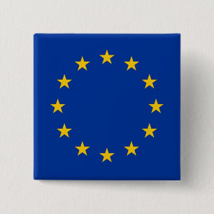 Bóton Quadrado 5.08cm Botão com bandeira da União Europeia