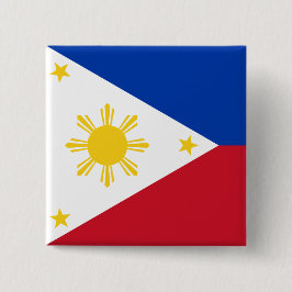 Bóton Quadrado 5.08cm Botão com Bandeira das Filipinas