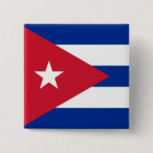 Bóton Quadrado 5.08cm Botão com Bandeira de Cuba