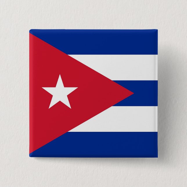 Bóton Quadrado 5.08cm Botão com Bandeira de Cuba (Frente)