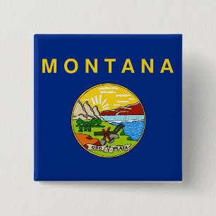 Bóton Quadrado 5.08cm Botão com Bandeira de Montana