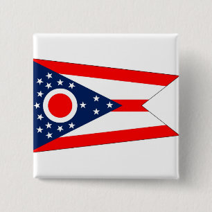 Bóton Quadrado 5.08cm Botão com Bandeira de Ohio