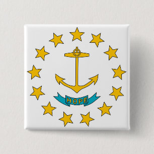 Bóton Quadrado 5.08cm Botão com bandeira de Rhode Island