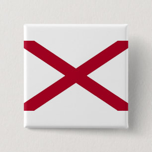 Bóton Quadrado 5.08cm Botão com Bandeira do Alabama