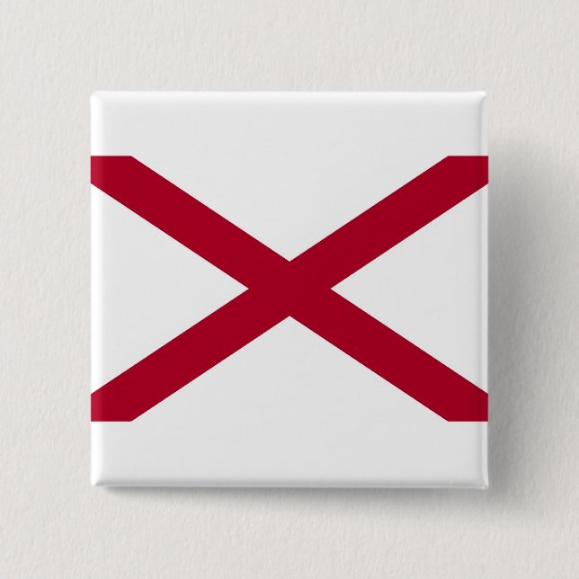 Bóton Quadrado 5.08cm Botão com Bandeira do Alabama (Frente)