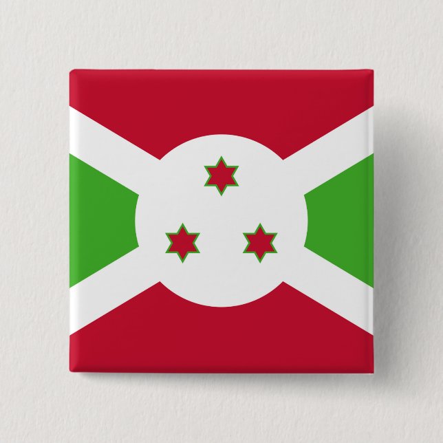 Bóton Quadrado 5.08cm Botão com Bandeira do Burundi (Frente)