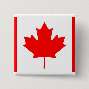 Bóton Quadrado 5.08cm Botão com Bandeira do Canadá
