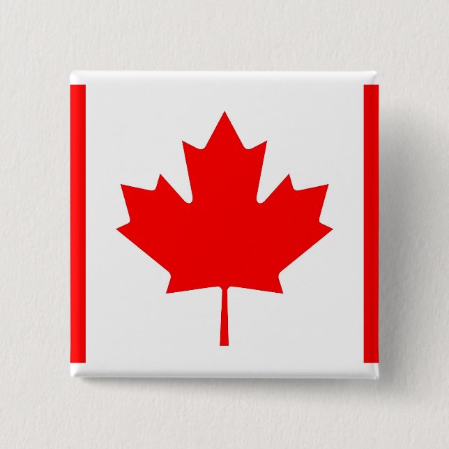 Bóton Quadrado 5.08cm Botão com Bandeira do Canadá (Frente)