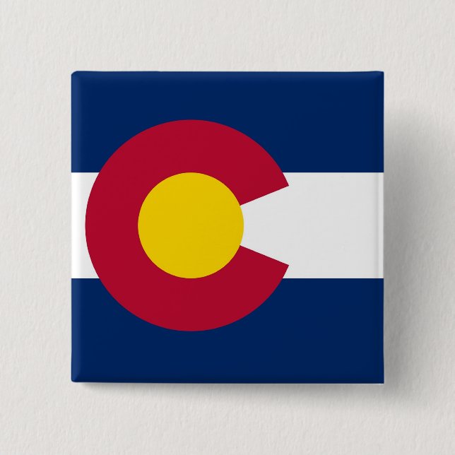 Bóton Quadrado 5.08cm Botão com Bandeira do Colorado (Frente)