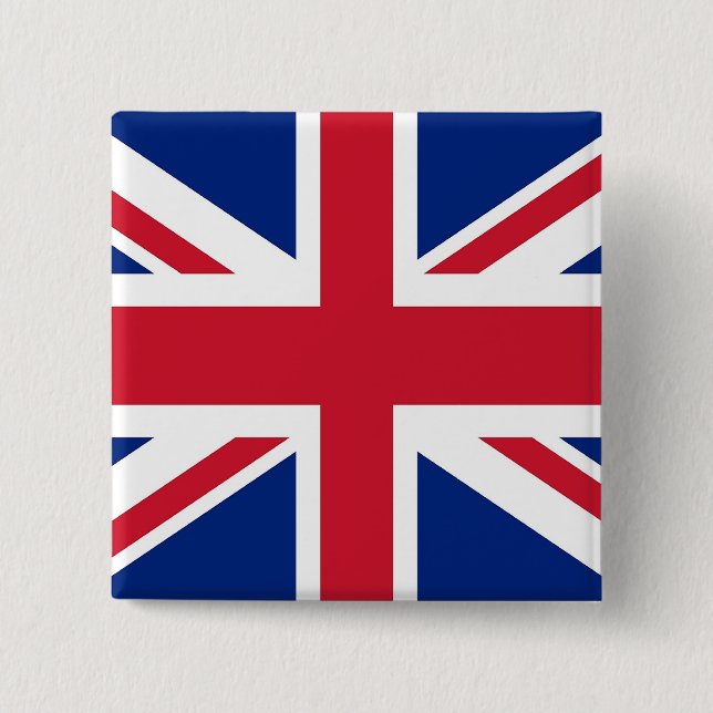 Bóton Quadrado 5.08cm Botão com bandeira do Reino Unido (Frente)