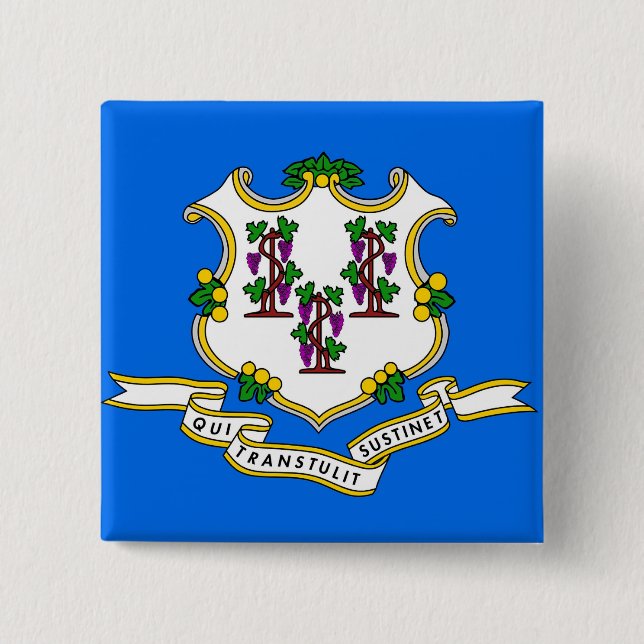 Bóton Quadrado 5.08cm Botão com Sinalizador de Connecticut (Frente)