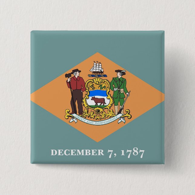 Bóton Quadrado 5.08cm Botão com Sinalizador de Delaware (Frente)