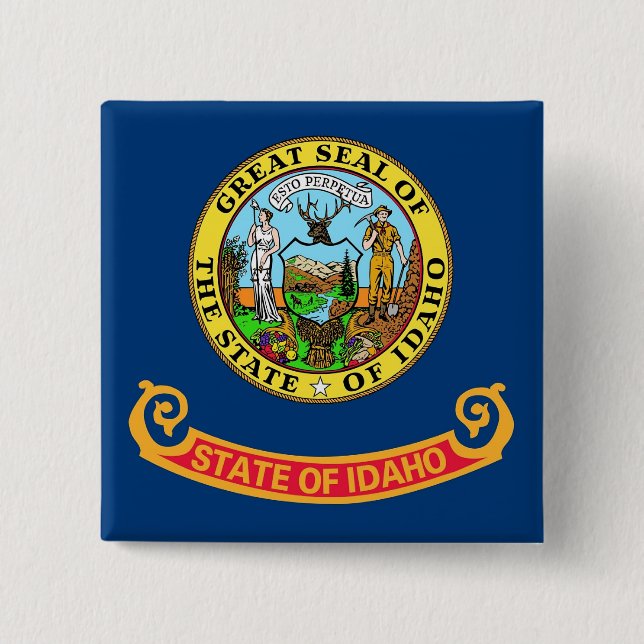 Bóton Quadrado 5.08cm Botão com Sinalizador de Idaho (Frente)
