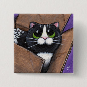 Bóton Quadrado 5.08cm Botão completo do gato da caixa O