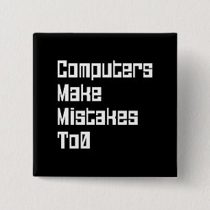 Bóton Quadrado 5.08cm Botão Computadores Cometem Erros em0