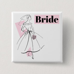 Bóton Quadrado 5.08cm Botão Cor-de-rosa da moda