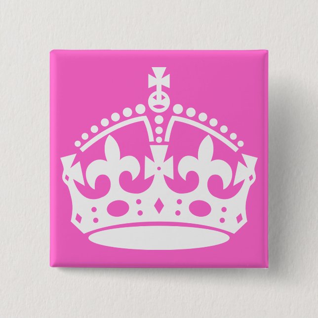 Bóton Quadrado 5.08cm Botão Coroa Branco (Frente)