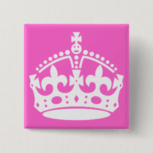 Bóton Quadrado 5.08cm Botão Coroa Branco