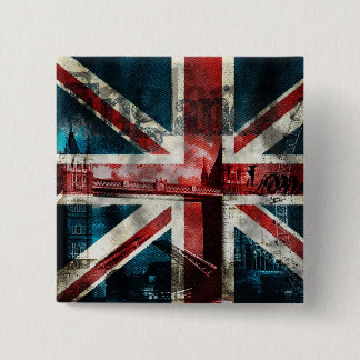 Bóton Quadrado 5.08cm Botão/crachá de Union Jack