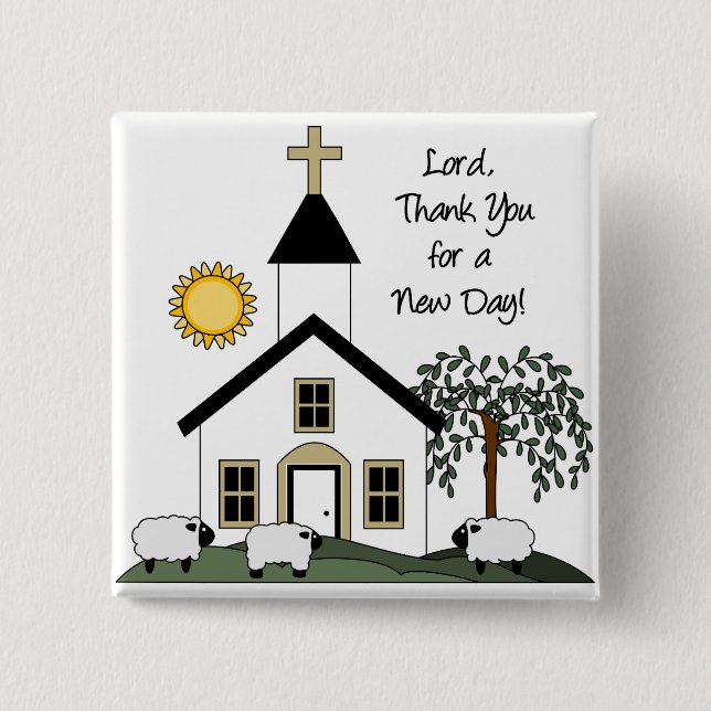 Bóton Quadrado 5.08cm Botão Cristão Bonito (Frente)