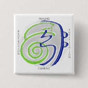 Bóton Quadrado 5.08cm Botão cura de Reiki