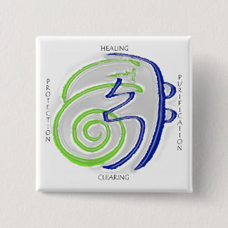 Bóton Quadrado 5.08cm Botão cura de Reiki