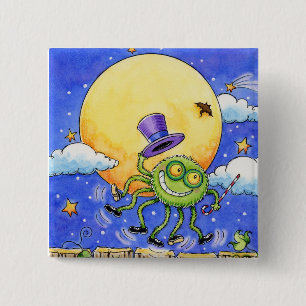 Bóton Quadrado 5.08cm Botão da aranha do Dia das Bruxas