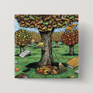 Bóton Quadrado 5.08cm Botão da árvore do livro