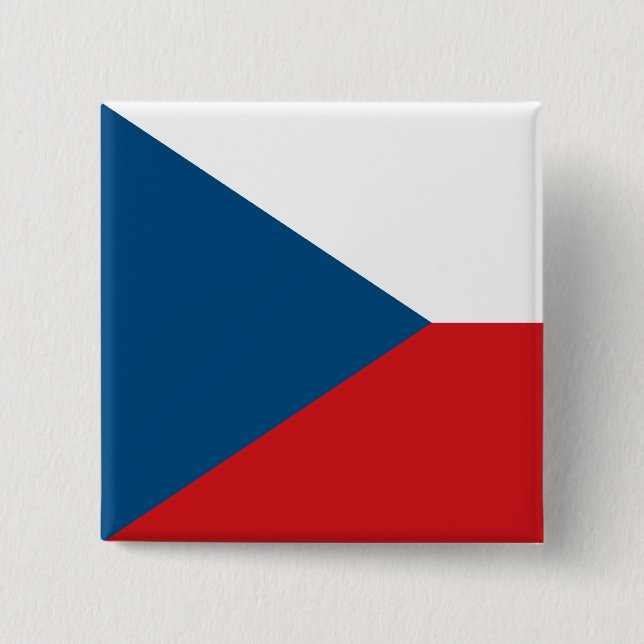 Bóton Quadrado 5.08cm Botão da bandeira da república checa (Frente)