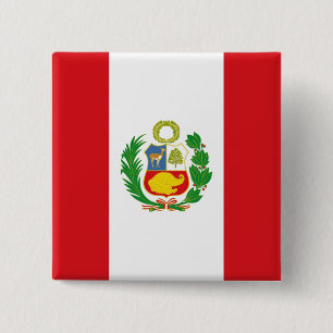 Bóton Quadrado 5.08cm Botão da bandeira do estado de Peru