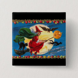 Bóton Quadrado 5.08cm Botão da bruxa do espírito do Dia das Bruxas do