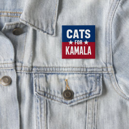Bóton Quadrado 5.08cm Botão da Campanha Gatos para Kamala
