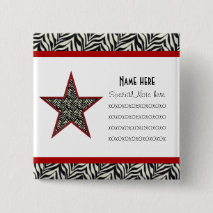 Bóton Quadrado 5.08cm Botão da coleção de impressão da zebra