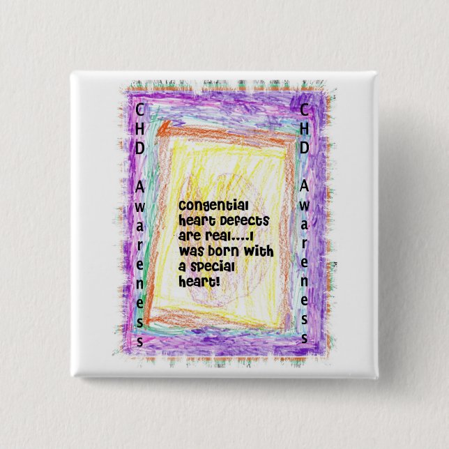 Bóton Quadrado 5.08cm Botão da consciência de CHD (Frente)