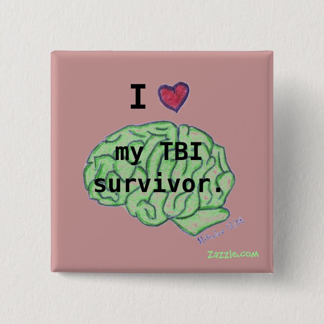 Bóton Quadrado 5.08cm Botão da consciência de TBI (Frente)