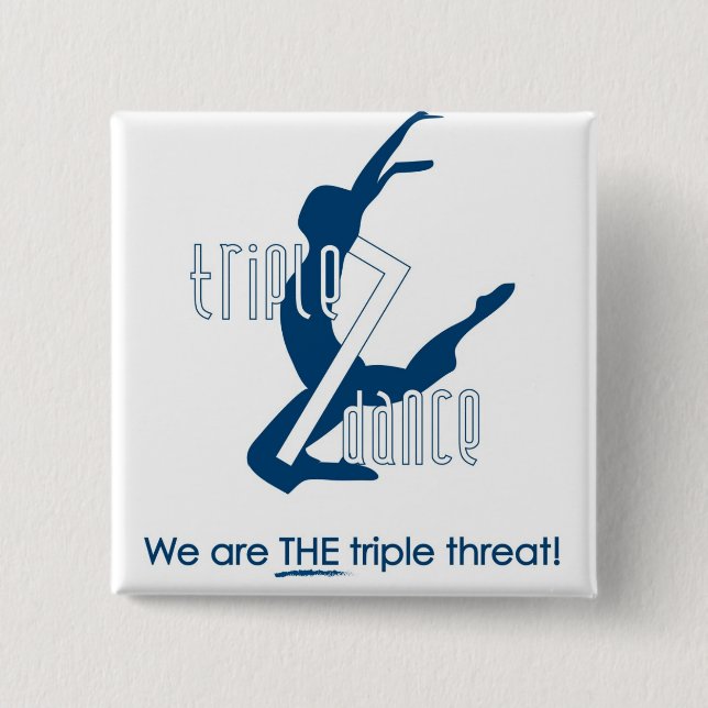 Bóton Quadrado 5.08cm Botão da dança triplicar-se 7 (Frente)
