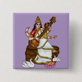 Bóton Quadrado 5.08cm Botão da Deusa Saraswati