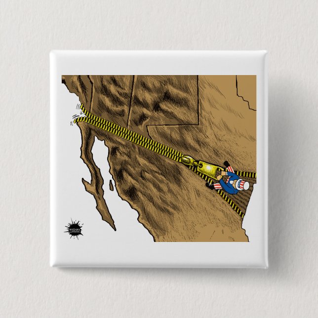 Bóton Quadrado 5.08cm botão da Imigração-cor (Frente)