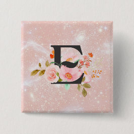 Bóton Quadrado 5.08cm Botão da Letra E