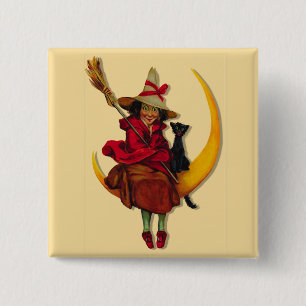 Bóton Quadrado 5.08cm Botão da Mulher Witchy