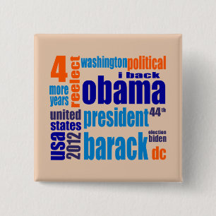 Bóton Quadrado 5.08cm Botão da nuvem do Tag de Barack Obama 2012