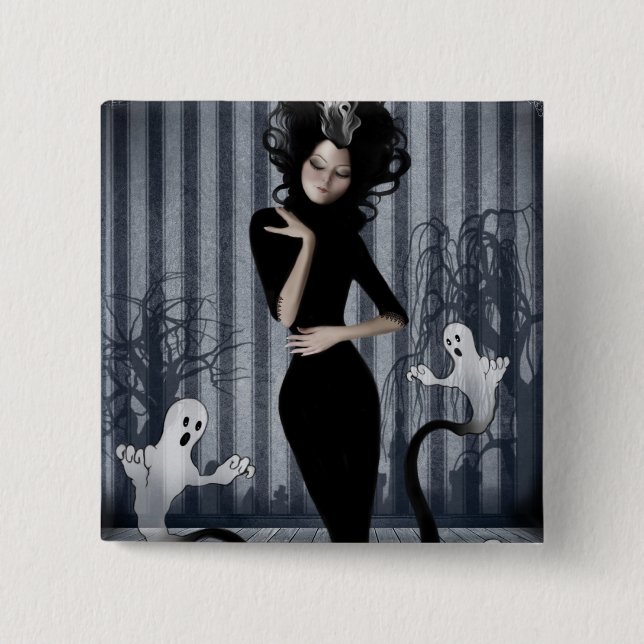 Bóton Quadrado 5.08cm Botão da rainha do Seance (Frente)