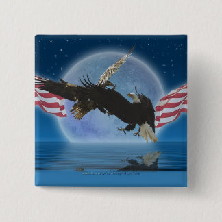 Bóton Quadrado 5.08cm Botão da Série Patriot do BALD EAGLE & US FLAG