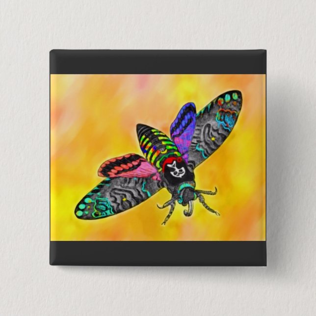 Bóton Quadrado 5.08cm Botão da traça do gótico (Frente)