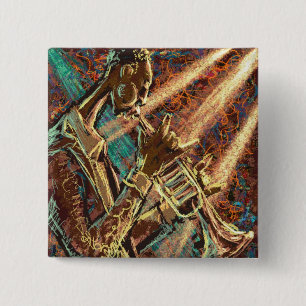 Bóton Quadrado 5.08cm Botão da trombeta do JAZZ