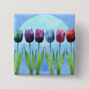 Bóton Quadrado 5.08cm Botão da tulipa