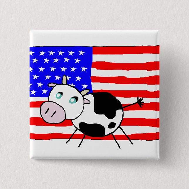 Bóton Quadrado 5.08cm Botão da vaca dos EUA (Frente)