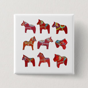 Bóton Quadrado 5.08cm Botão Dala Horses