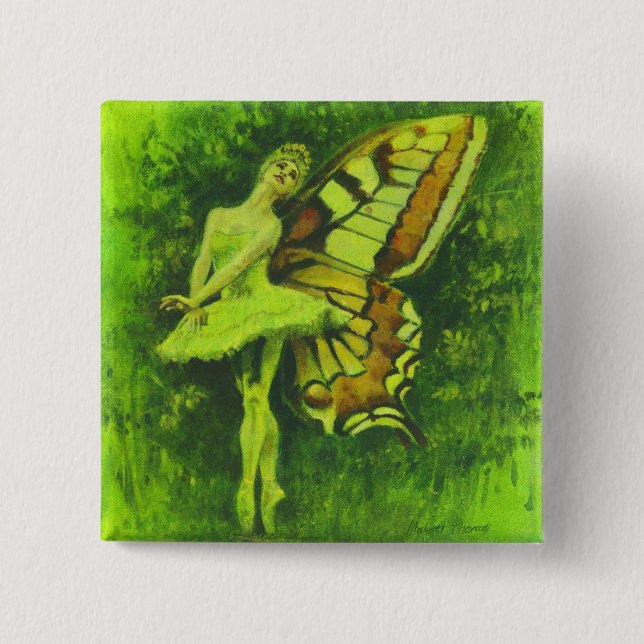 Bóton Quadrado 5.08cm Botão Dançarino de Fada (Frente)