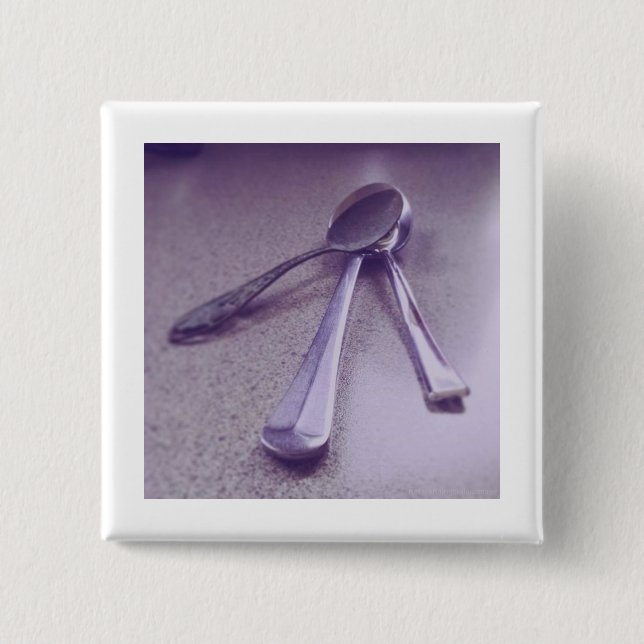 Bóton Quadrado 5.08cm Botão das colheres (Frente)